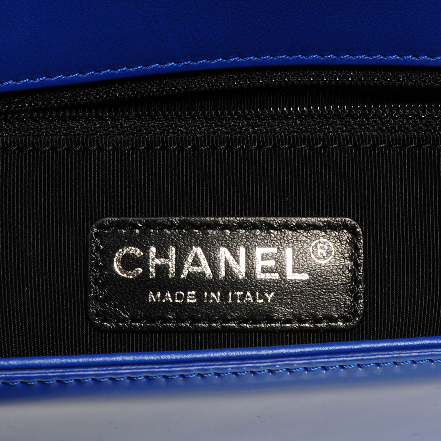 Chanel Patent Leather New Medium Boy Flap Plexiglass Plexiglass Blue 8 of 8