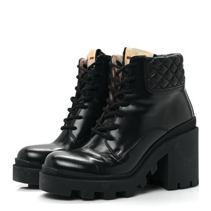 Gucci Magnum Calfskin Nappa Quilted Lace Up Ankle Boots 38.5 Black 3 of 8