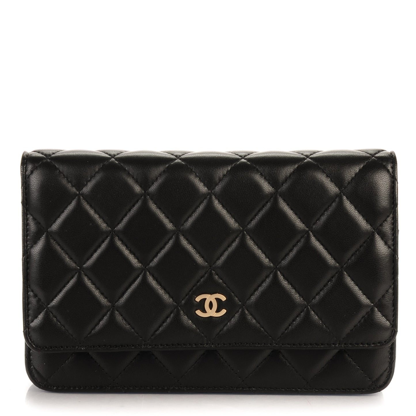 Lambskin Quilted Wallet On Chain WOC Black