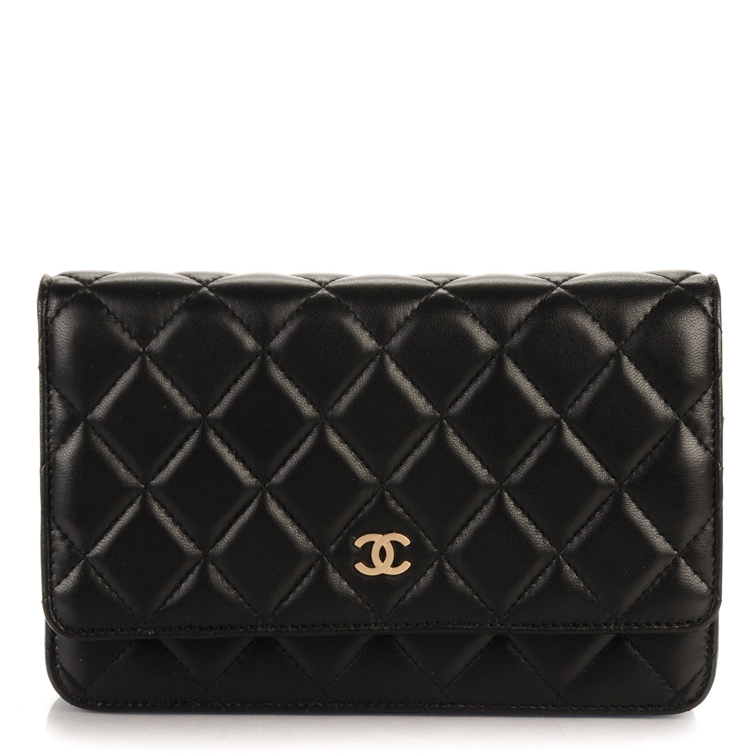 Chanel Lambskin Quilted Wallet On Chain WOC Black 1 of 8