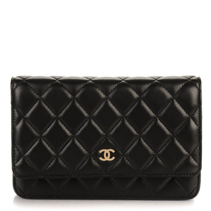 Chanel Lambskin Quilted Wallet On Chain WOC Black 1 of 8