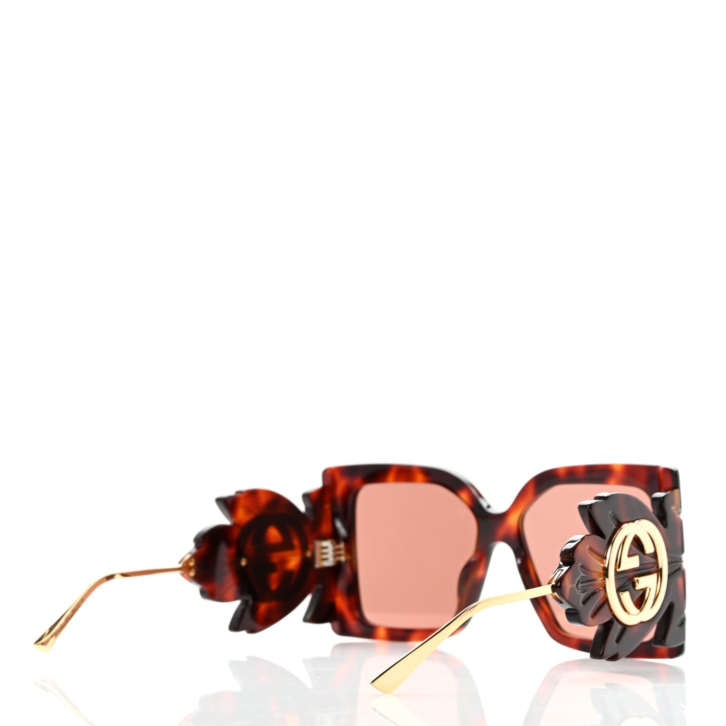 Acetate Square Frame Wing Sunglasses GG0535S Havana