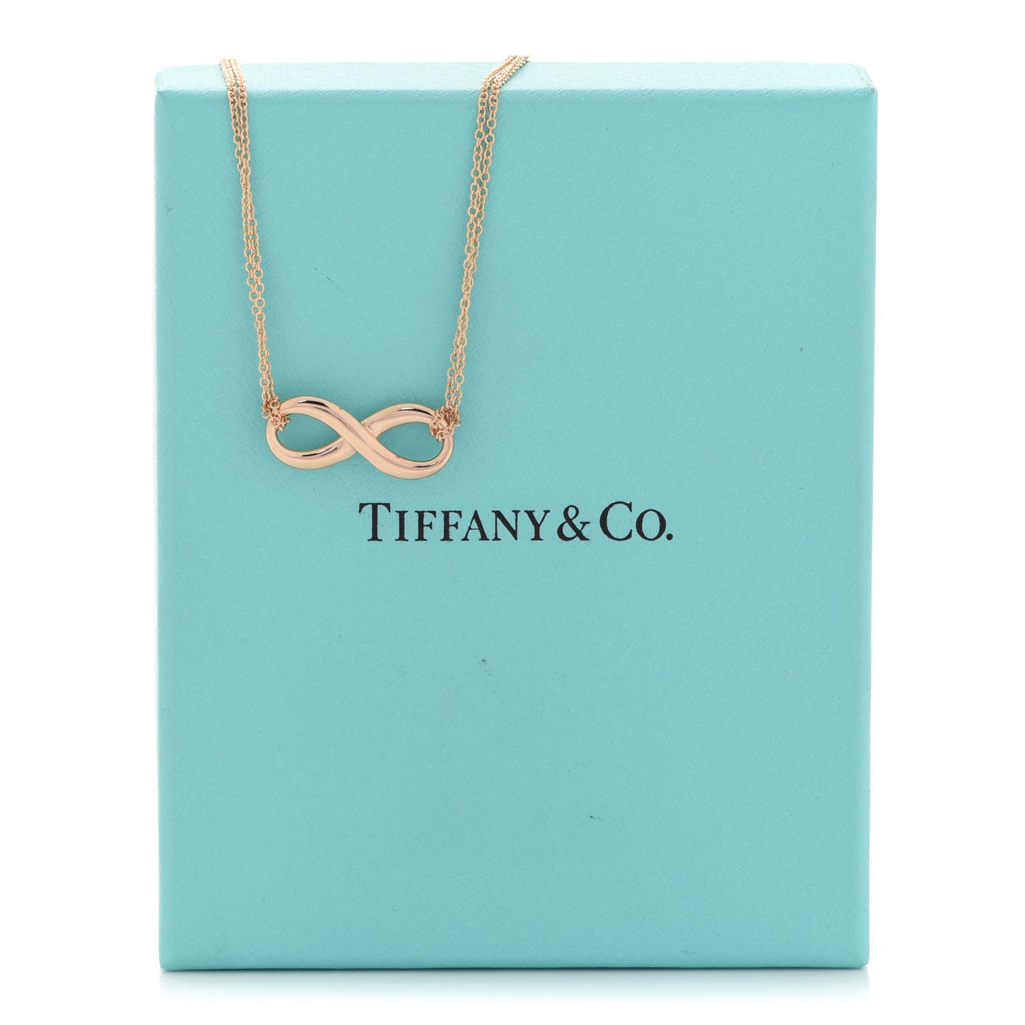 18K Rose Gold Infinity Double Chain Pendant Necklace