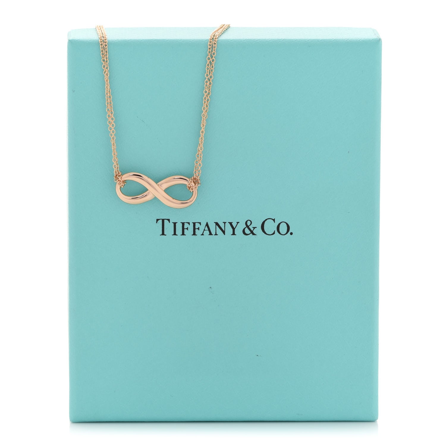 Tiffany 18K Rose Gold Infinity Double Chain Pendant Necklace 6 of 6
