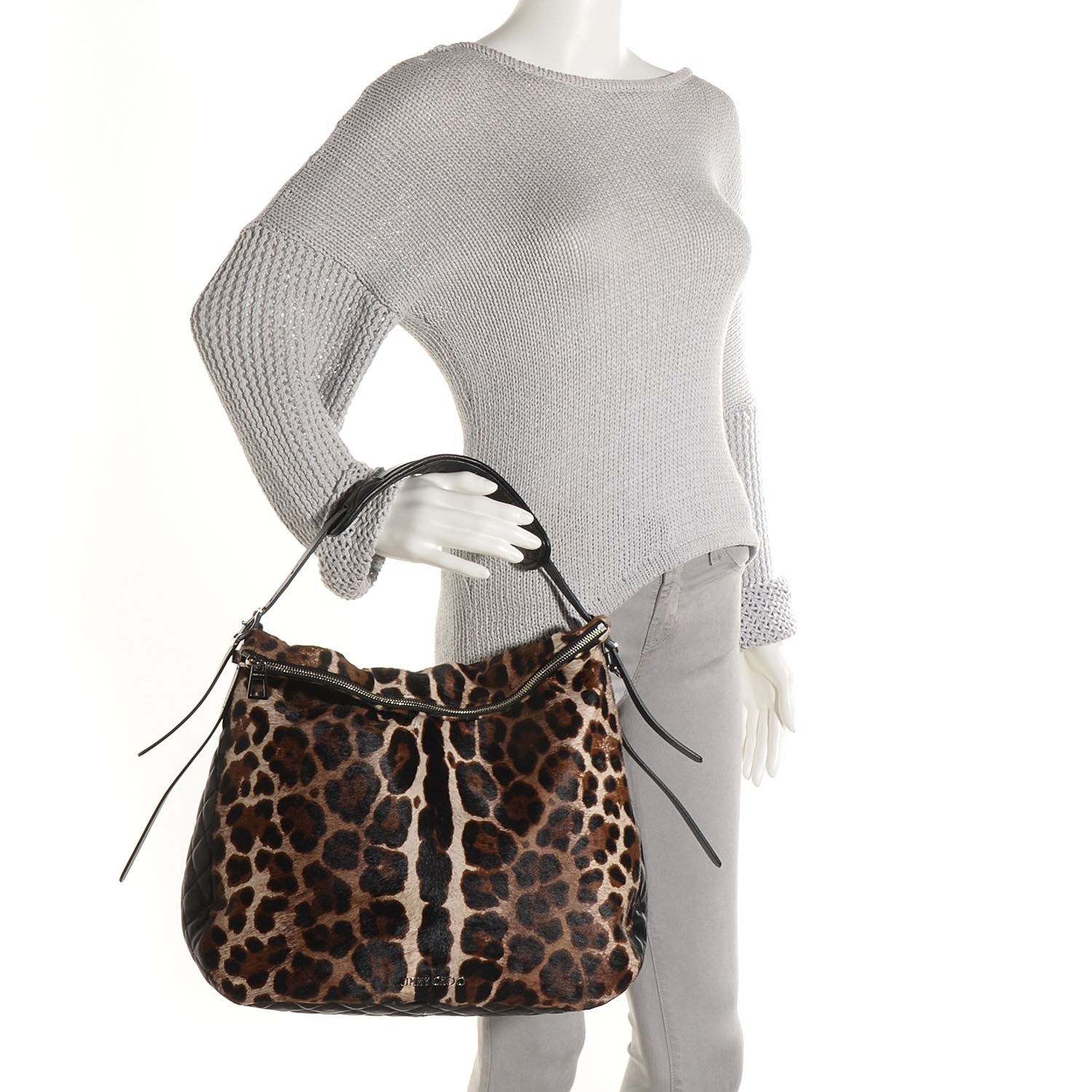 Jimmy Choo Pony Hair Leopard Large Boho Hobo 2 of 9