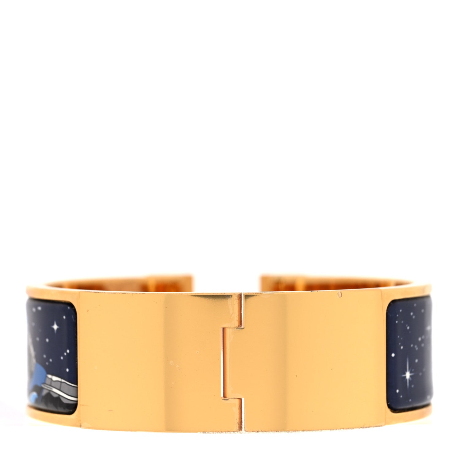 Hermes Enamel Printed Space Derby Wide Clic Clac H Bracelet PM Indigo Multicolor 3 of 4