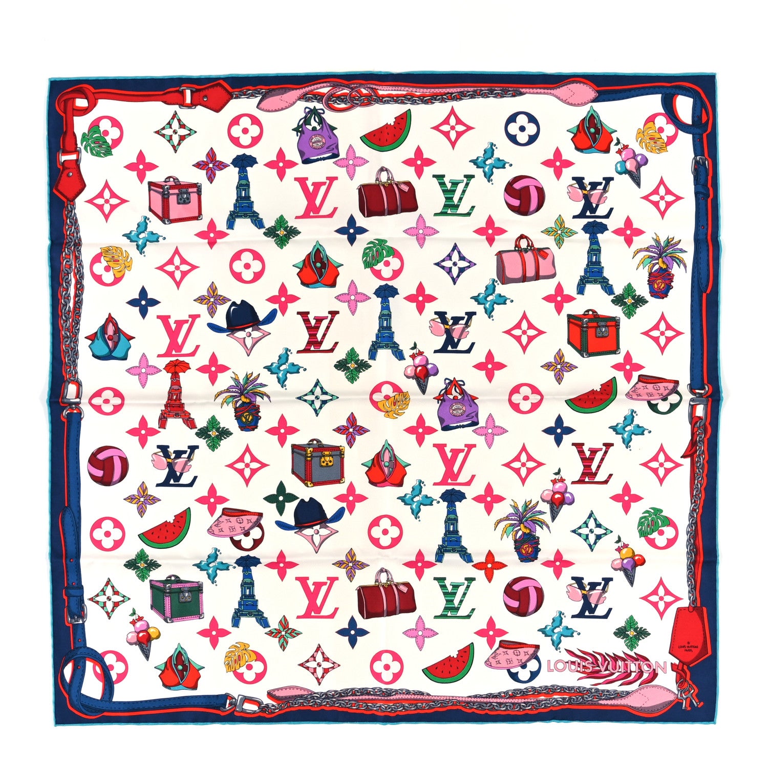 Louis Vuitton Silk Summer Square Scarf 70 White 1 of 3