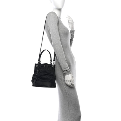 Prada Tessuto Nylon Saffiano Secchiello Bucket Bag Black 2 of 10