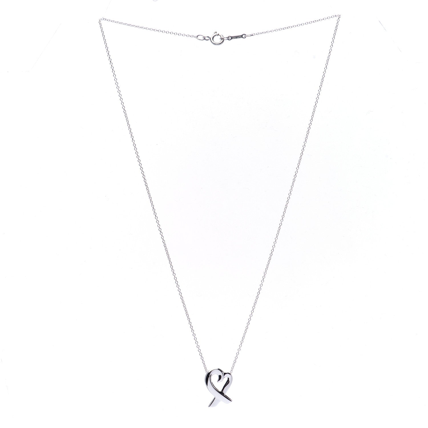 Tiffany Sterling Silver Small Paloma Picasso Loving Heart Pendant Necklace 3 of 6