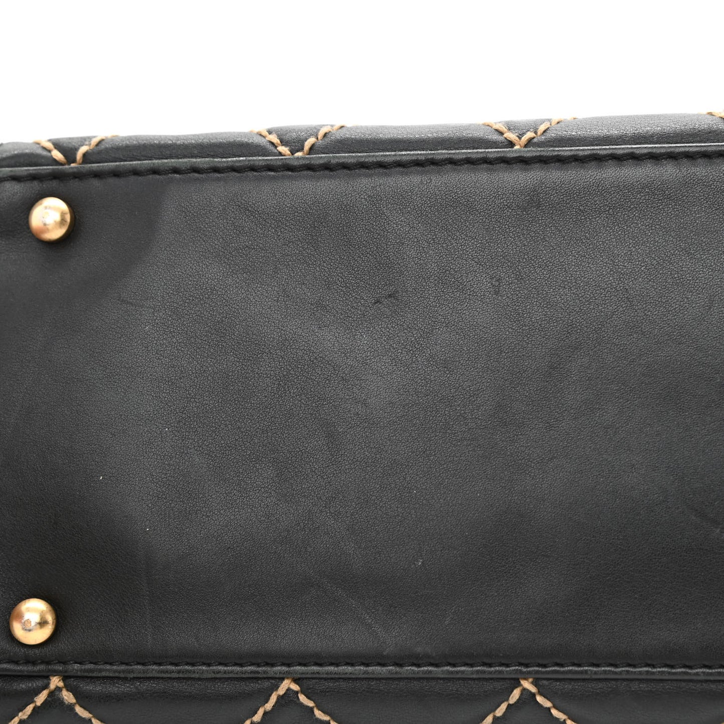 Calfskin Contrast Stitch Surpique Tote Black