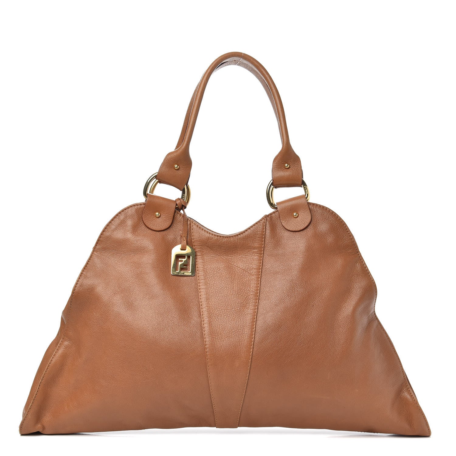 Fendi Calfskin Large Devil Trapezio Tote Tan 1 of 14