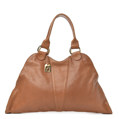 Fendi Calfskin Large Devil Trapezio Tote Tan 1 of 14