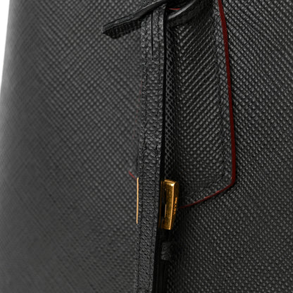 Prada Saffiano Cuir Large Double Bag Black Fuoco 15 of 15