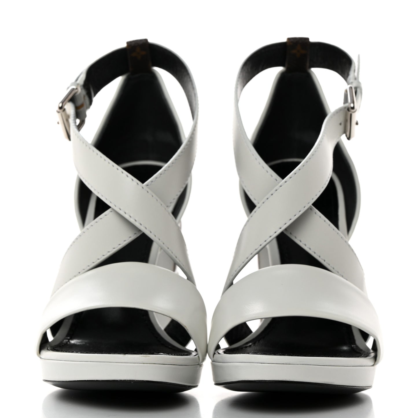 Calfskin Monogram Damier Tressage Matchmake Cross Sandals 38 White