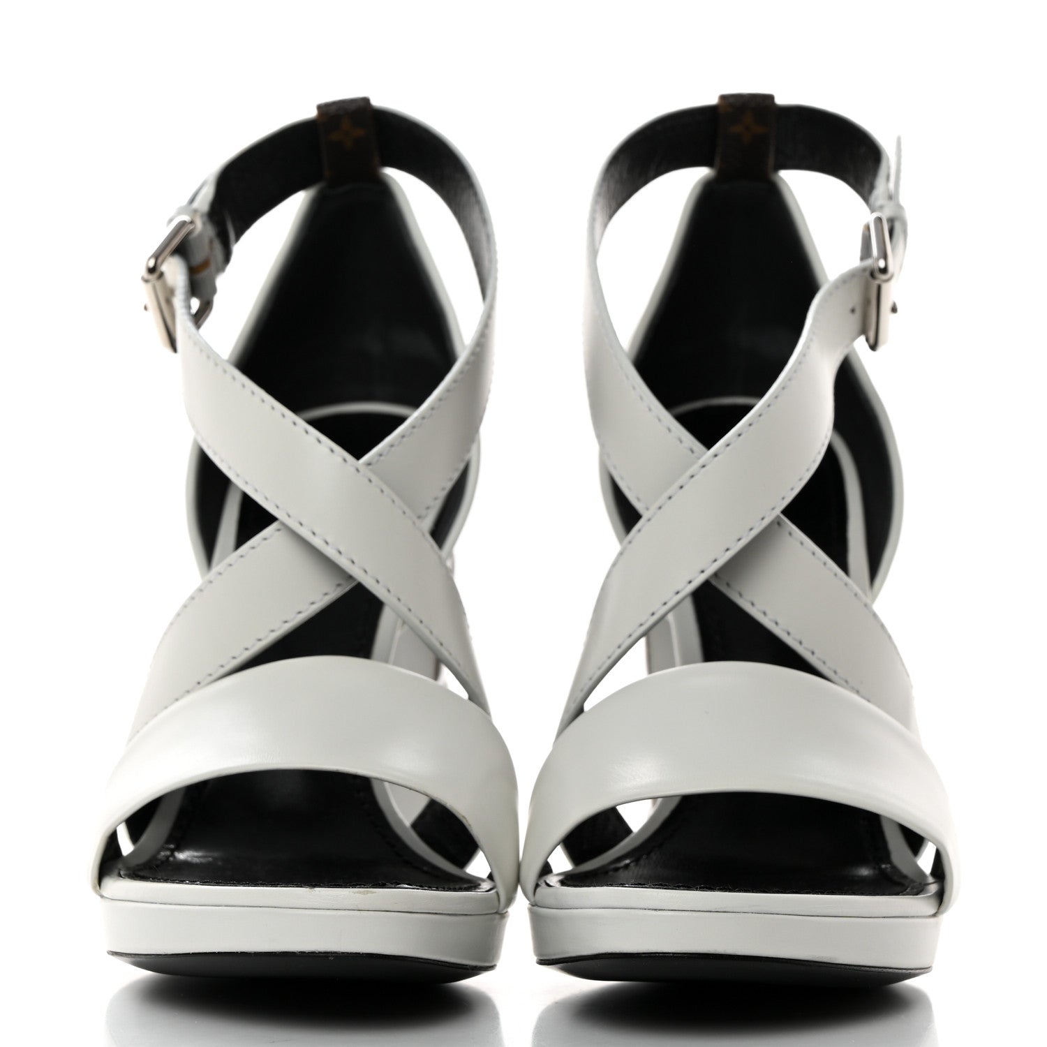 Louis Vuitton Calfskin Monogram Damier Tressage Matchmake Cross Sandals 38 White 2 of 12