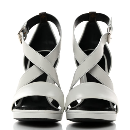 Louis Vuitton Calfskin Monogram Damier Tressage Matchmake Cross Sandals 38 White 2 of 12