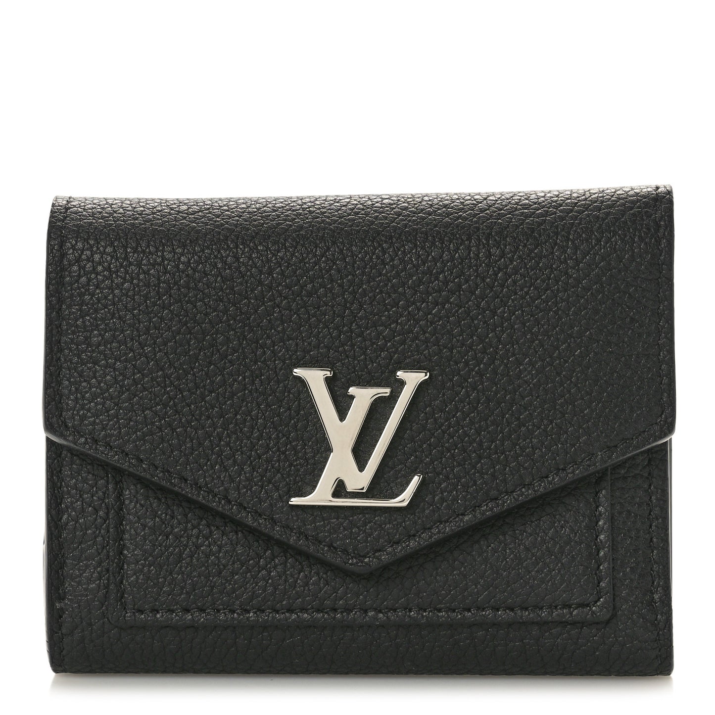 Soft Calfskin My Lockme Compact Wallet Black