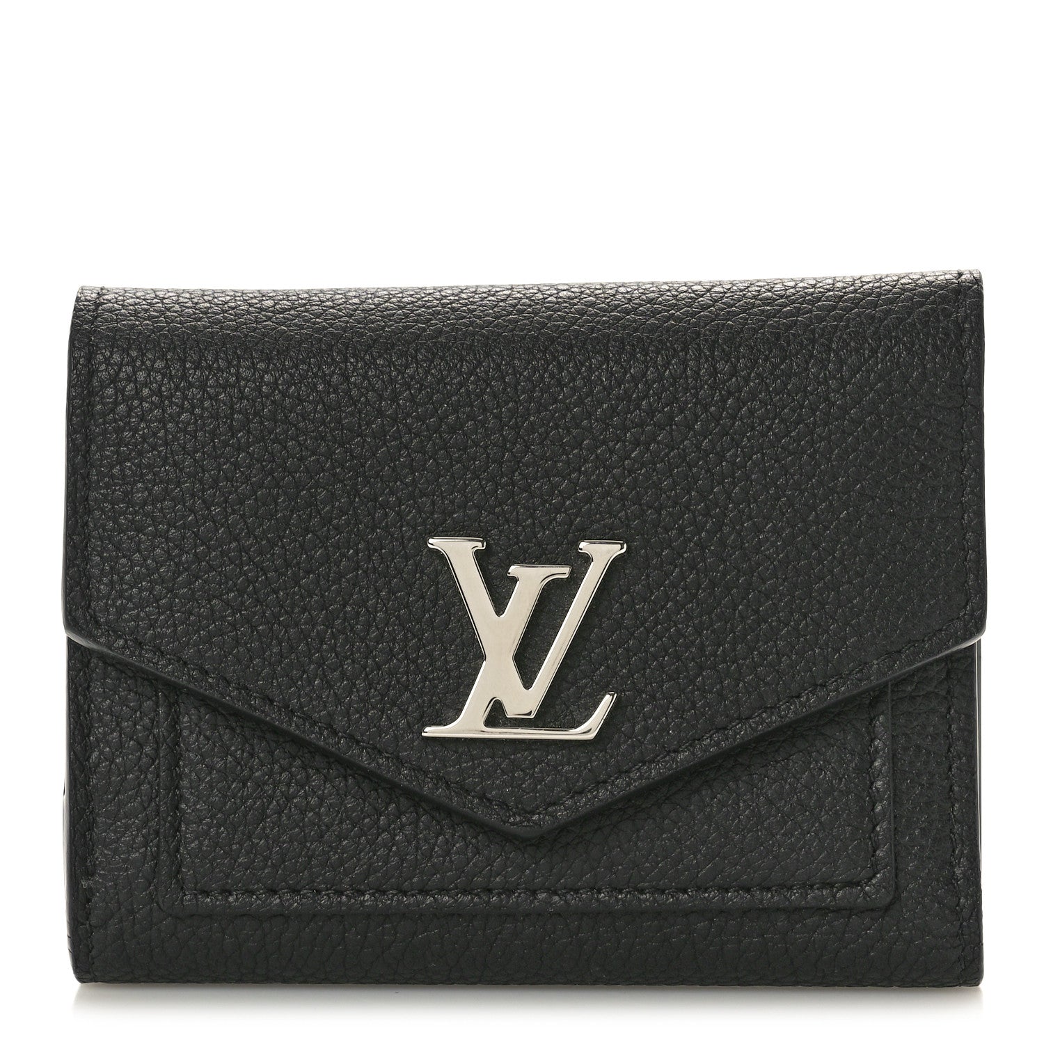 Louis Vuitton Soft Calfskin My Lockme Compact Wallet Black 1 of 7