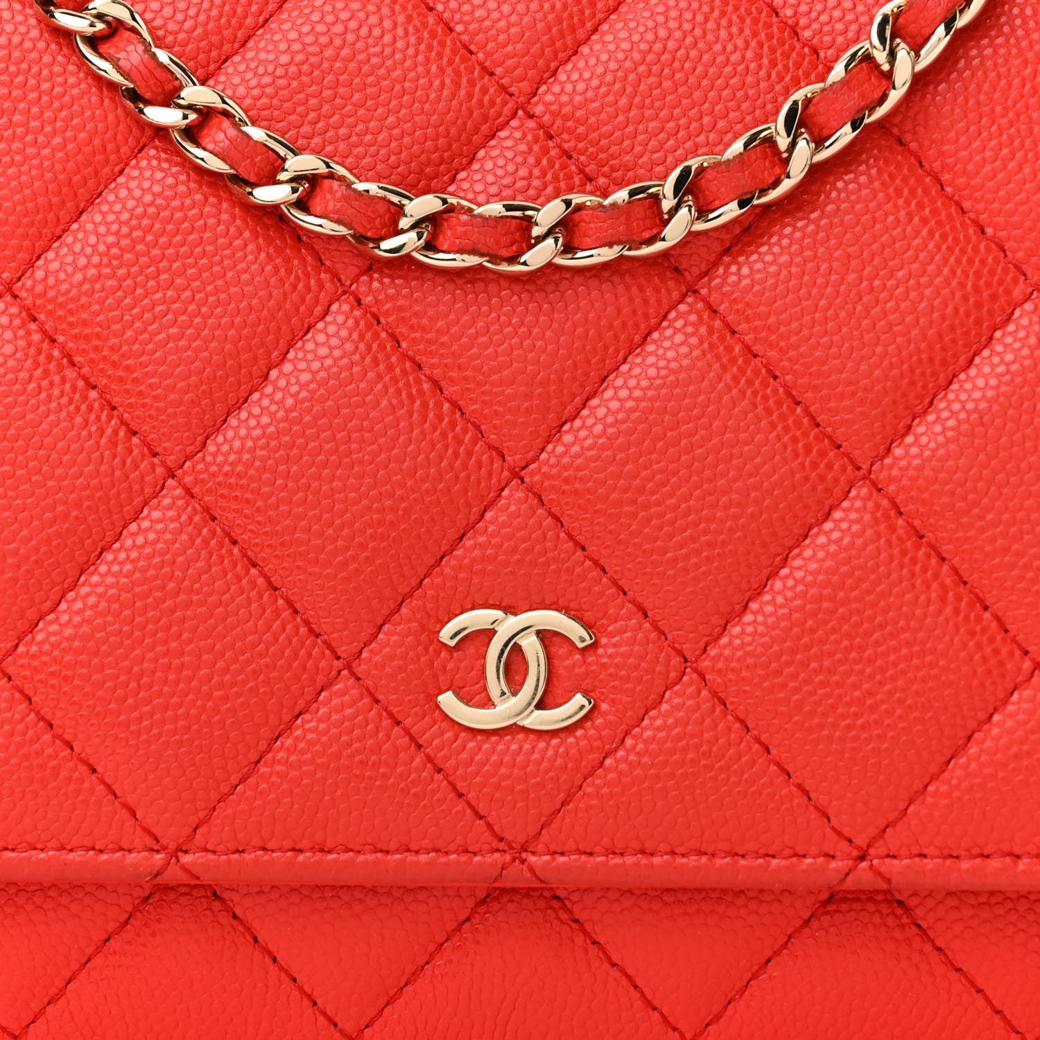 Chanel Caviar Quilted Wallet On Chain WOC Red 9 of 15