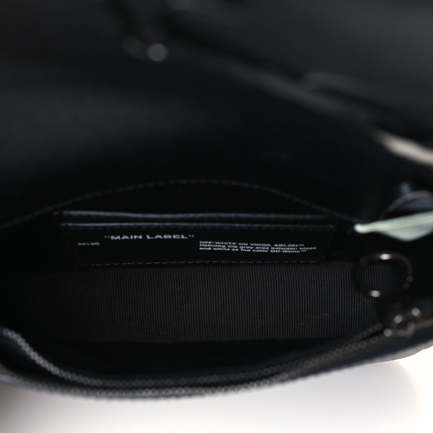 Saffiano Striped Mini Diag Binder Clip Bag Black White