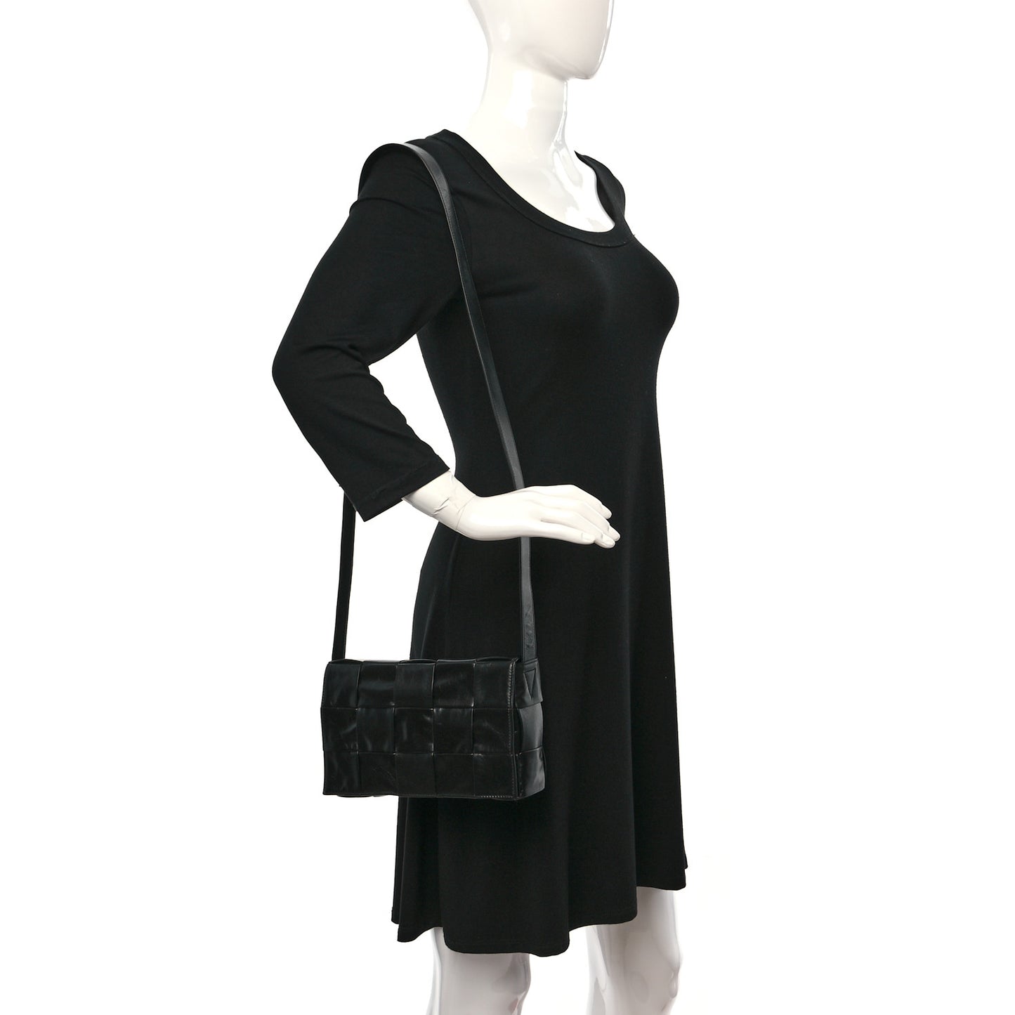Paper Calfskin Maxi Intreccio Cassette Crossbody Bag Black