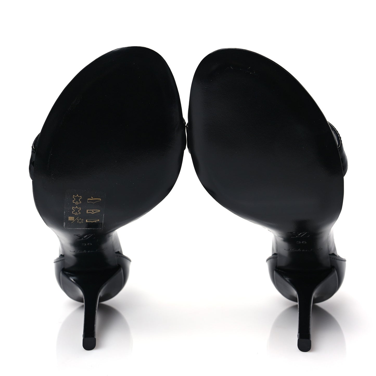 Patent Monogram Vedette Sandals 36 Black