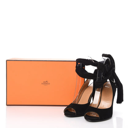 Hermes Suede Niagara Pumps 37 Black 10 of 10