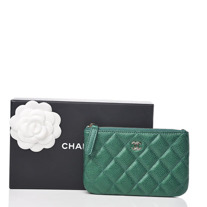 Chanel Metallic Caviar Quilted Small Cosmetic Case Green 7 of 7
