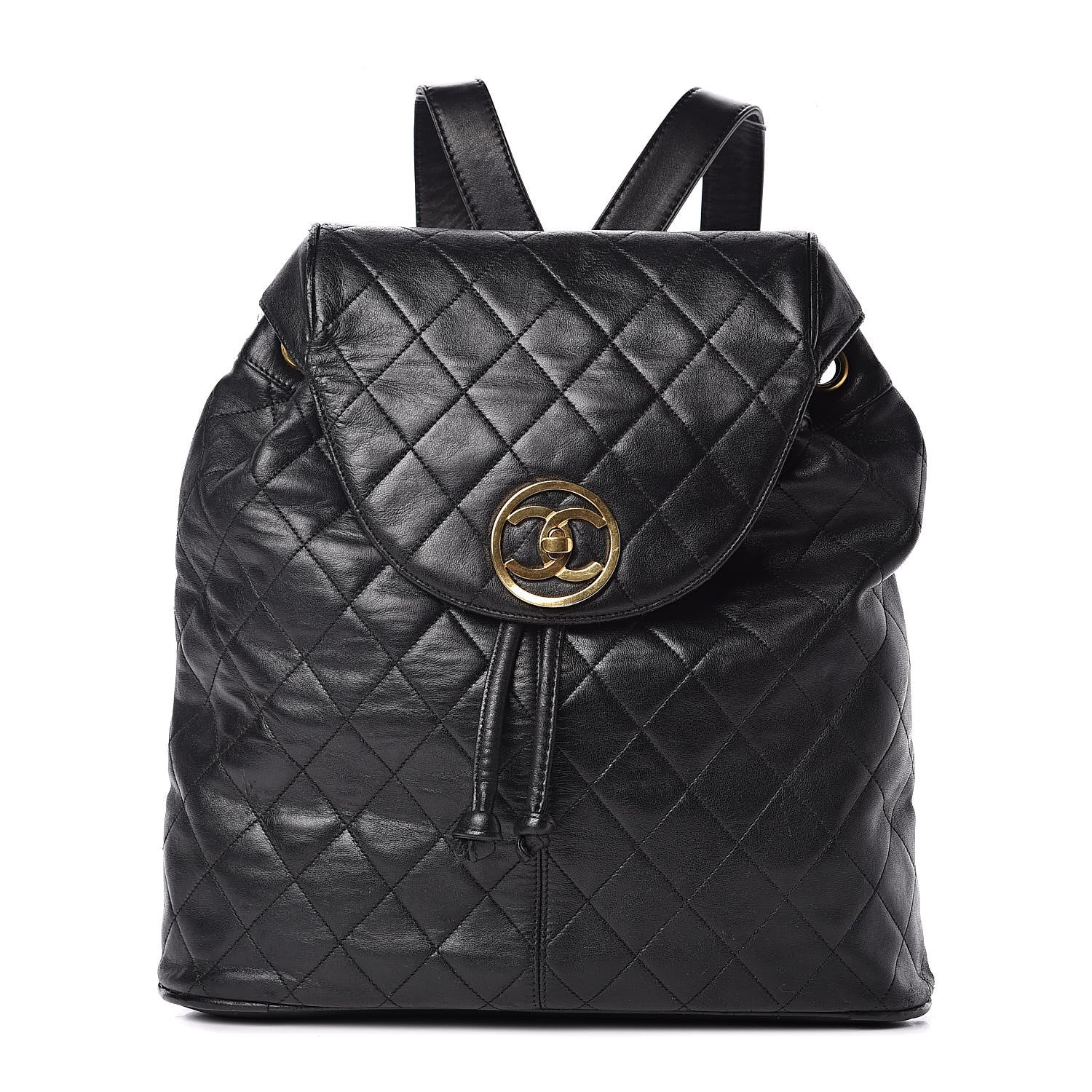 Chanel Lambskin Quilted Drawstring Backpack Black 1 of 14