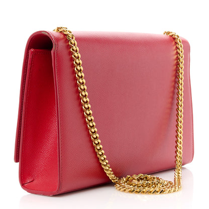 Saint Laurent Grain De Poudre Medium Monogram Kate Satchel Red 3 of 12