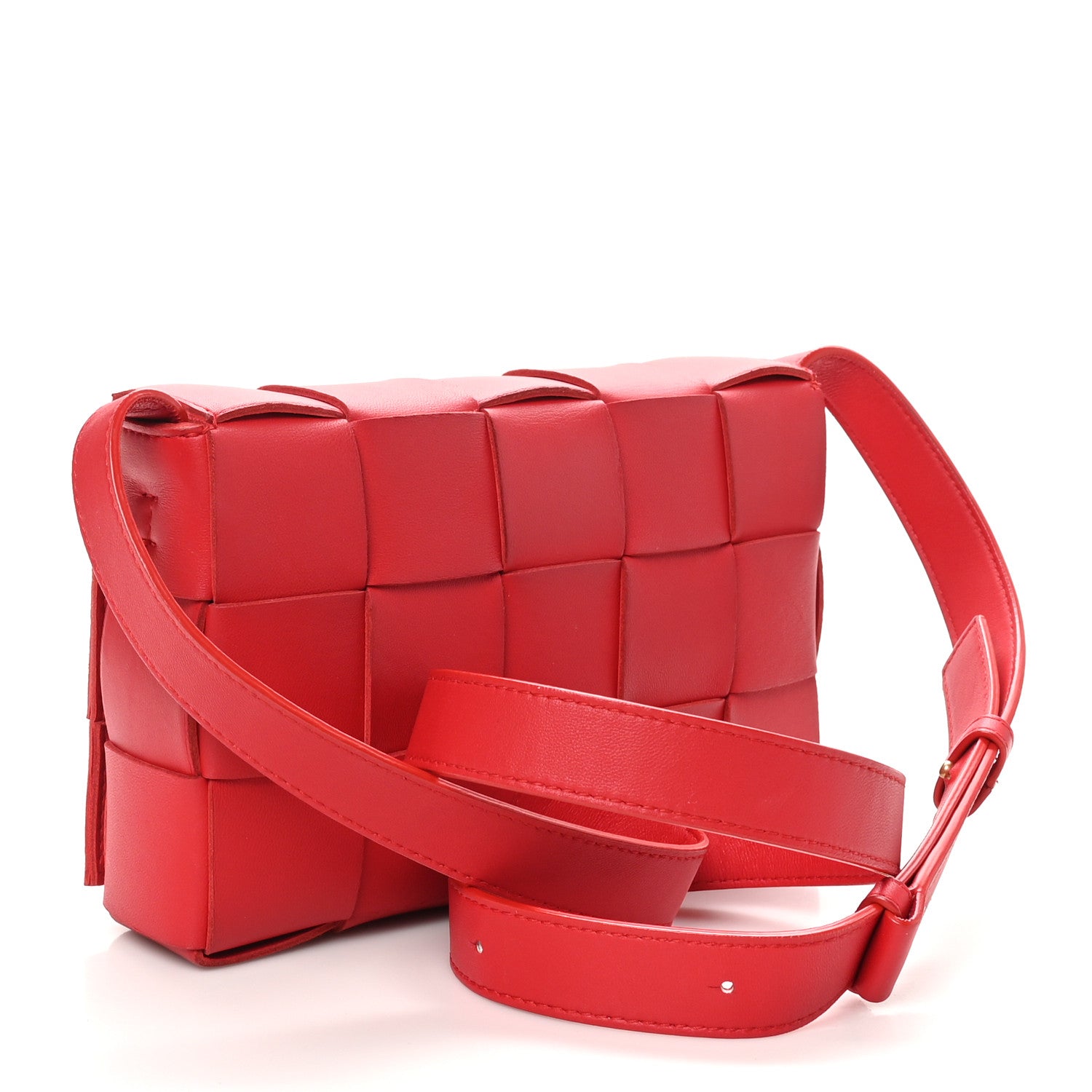Bottega Veneta Lambskin Maxi Intrecciato Cassette Crossbody Bag Redstone 3 of 9