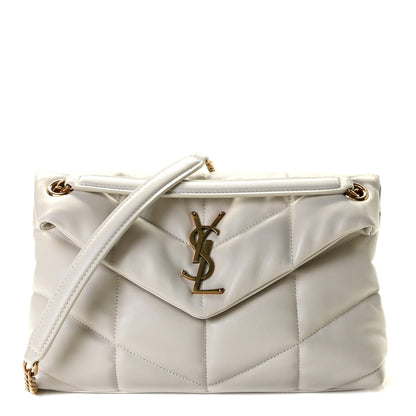 Saint Laurent Lambskin Quilted Small Loulou Puffer Monogram Chain Satchel Crema Soft 1 of 8