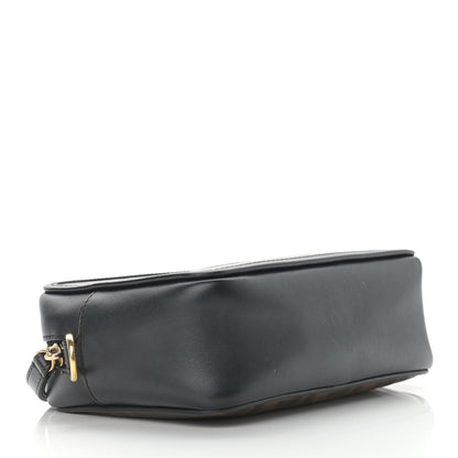 Fendi Glazed Fabric Vitello Century FF 1974 Stamp Patch Mini Camera Case Mogano Panna Black 4 of 11