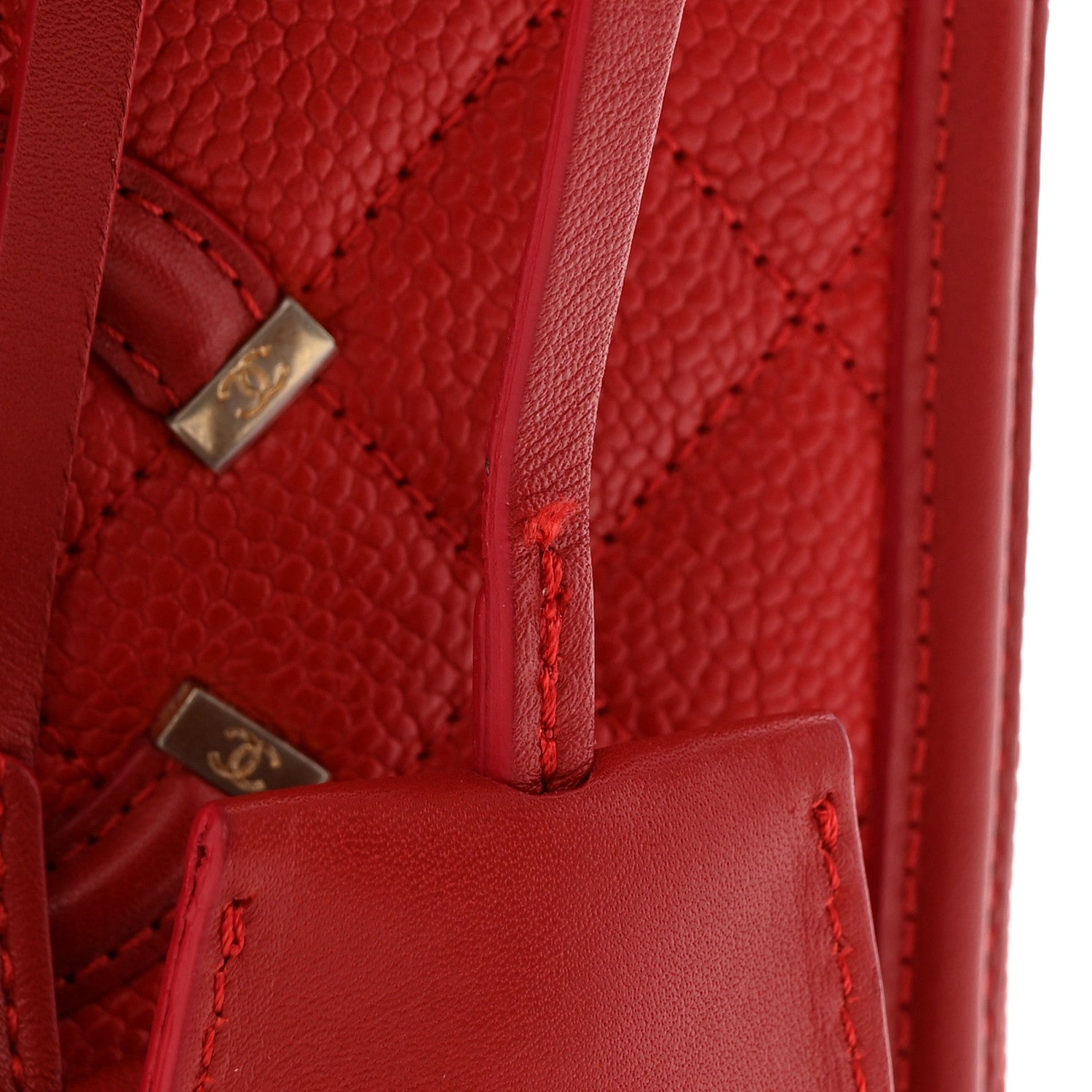 Chanel Caviar Quilted Small CC Filigree Vanity Case Red 11 of 11