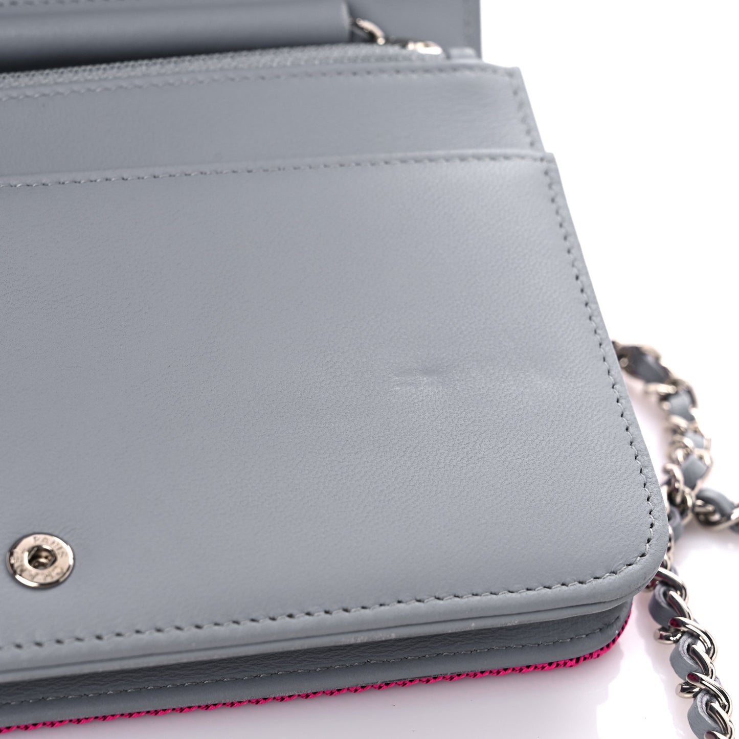 Canvas Quilted Fluo Boy Wallet On Chain WOC Dark Navy Fuchsia Grey