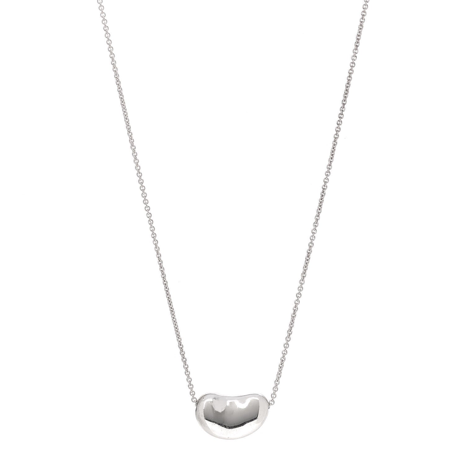 Tiffany Sterling Silver 20mm Elsa Peretti Bean Pendant Necklace 1 of 6