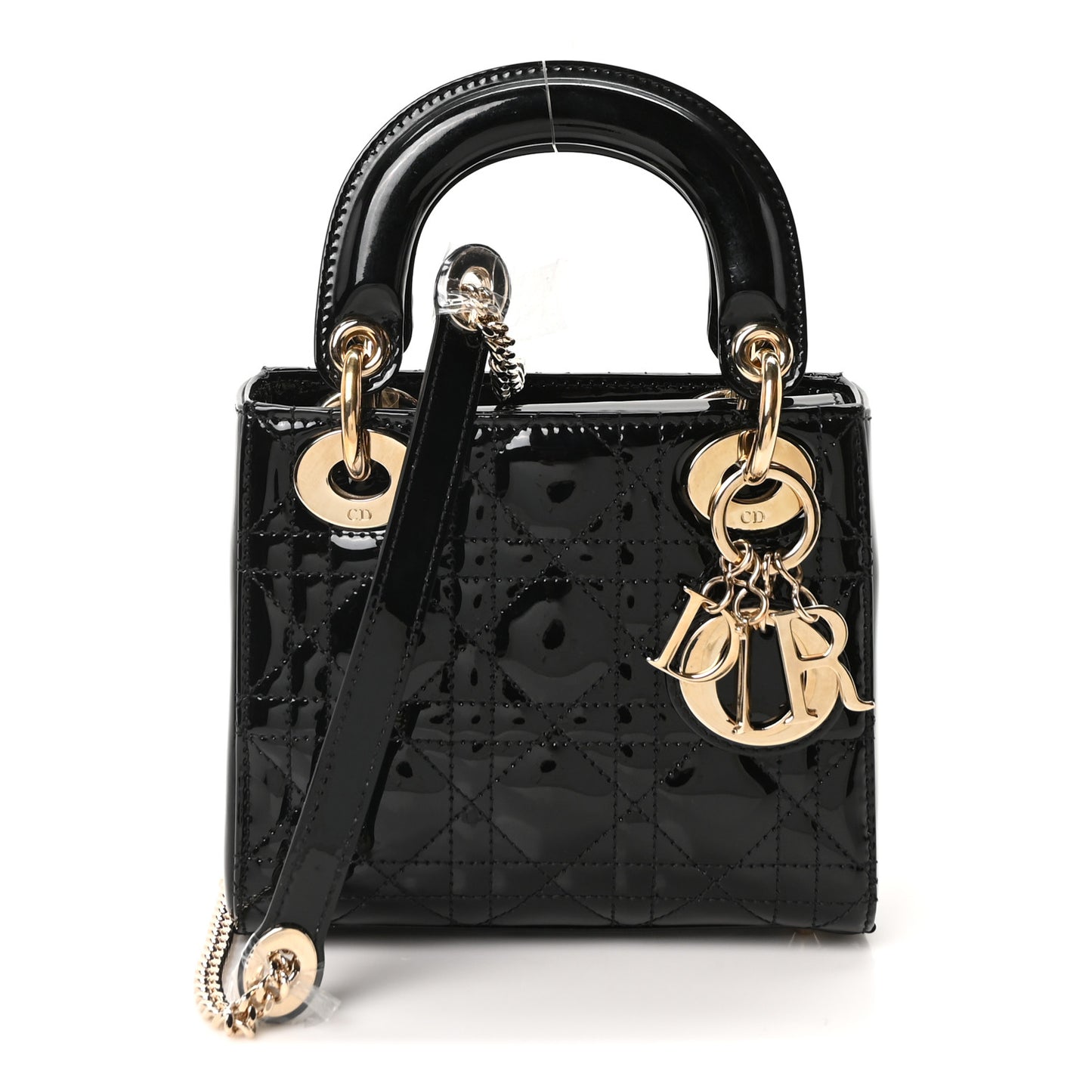 Patent Cannage Mini Lady Dior Black
