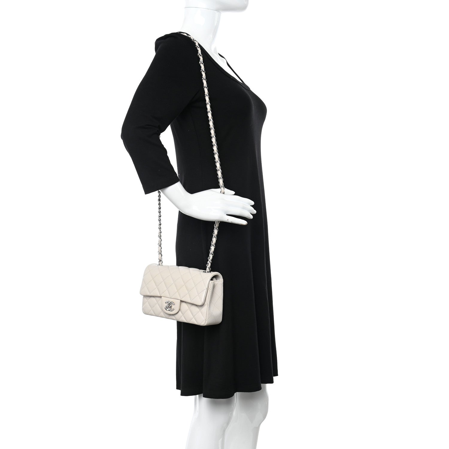 Chanel Caviar Quilted Mini Rectangular Flap Ivory 2 of 10