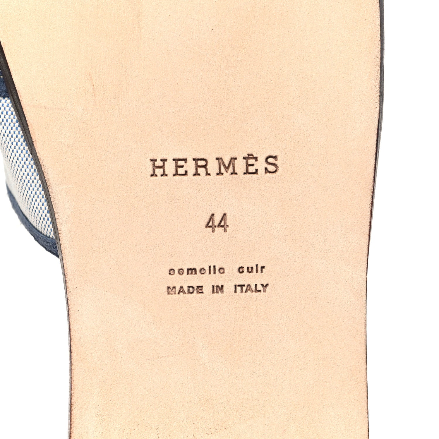 Hermes Canvas Suede Goatskin Mens Izmir Sandals 44 Bleu Bleu Celeste 6 of 8
