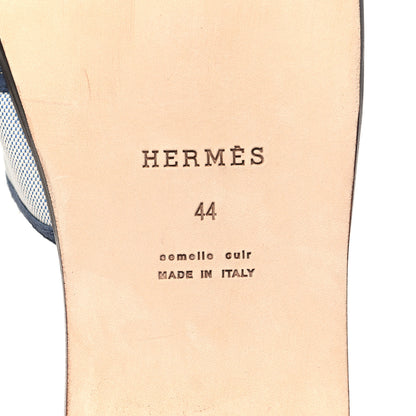 Hermes Canvas Suede Goatskin Mens Izmir Sandals 44 Bleu Bleu Celeste 6 of 8