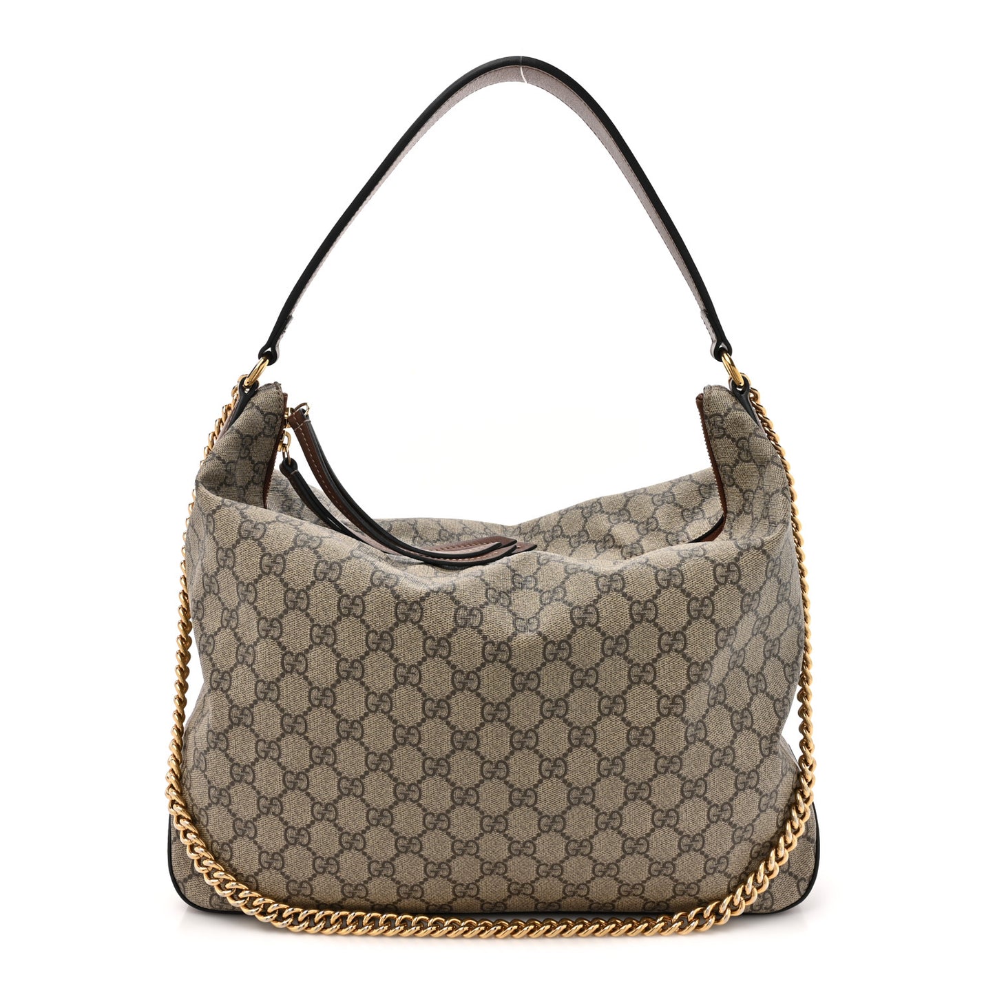 GG Supreme Monogram Large Linea A Hobo Light Brown
