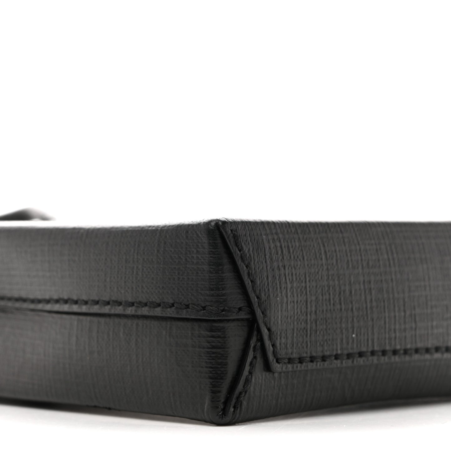 Squared Calfskin Logo Shopping Phone Holder Bag Black