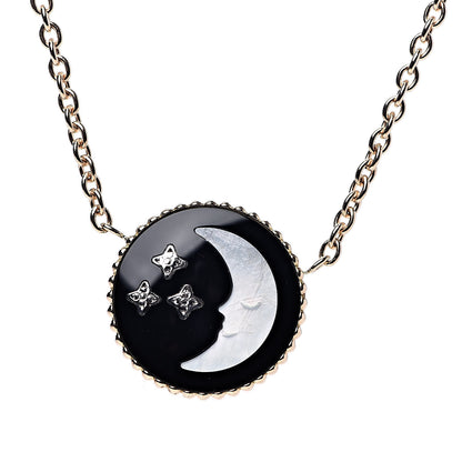 Christian Dior 18K Yellow White Gold Black Onyx Mother of Pearl Diamond Rose Celeste Pendant Necklace 6 of 9