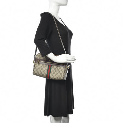 Gucci GG Supreme Monogram Web Small Ophidia Shoulder Bag Brown 2 of 12