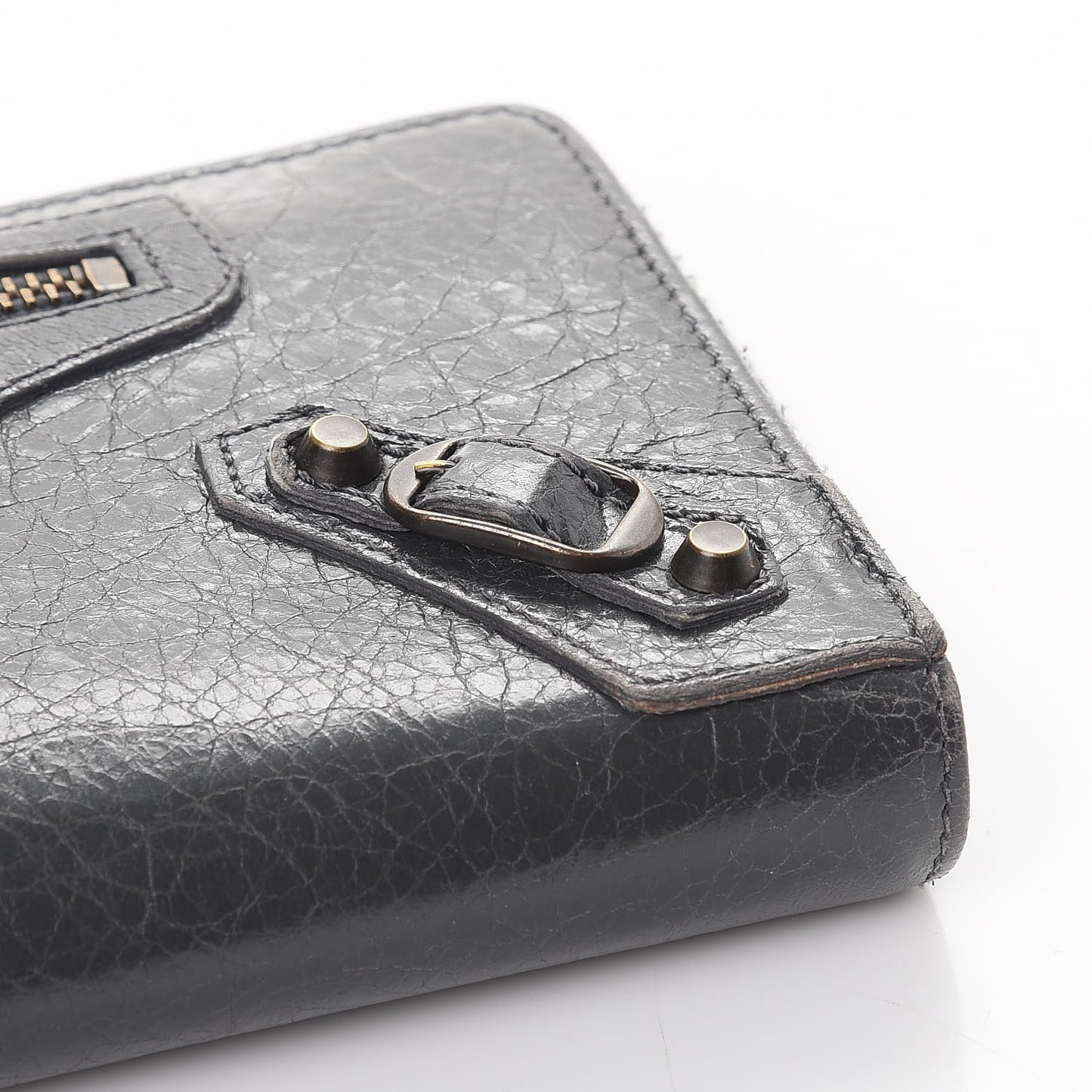 Agneau Classic Hardware Continental Zip Around Wallet Gris Fossile