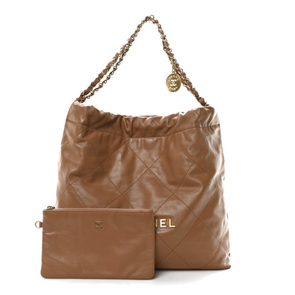 Chanel Shiny Calfskin Quilted Chanel 22 Brown 3 of 11
