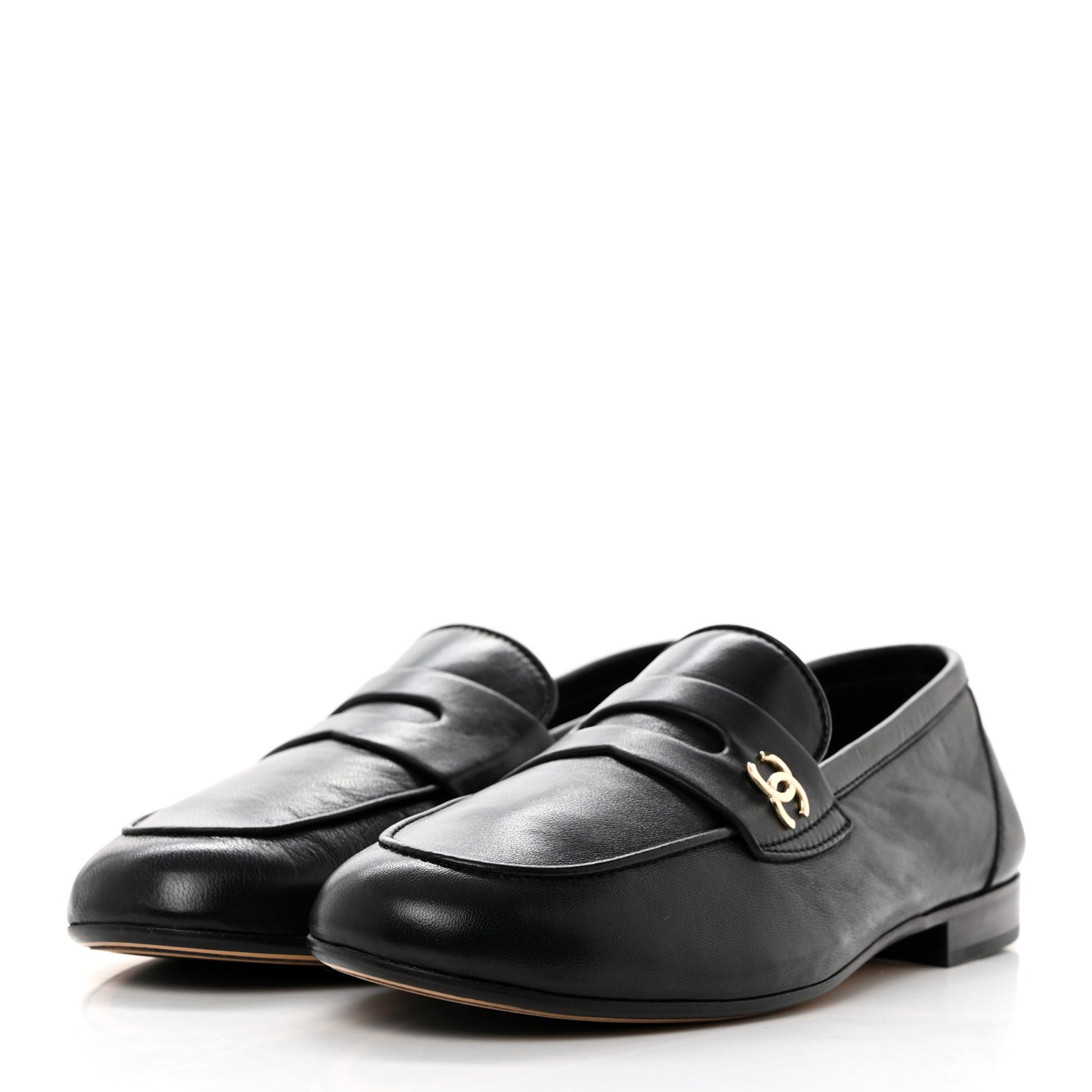 Lambskin CC Mocassin Loafers 37.5 Black