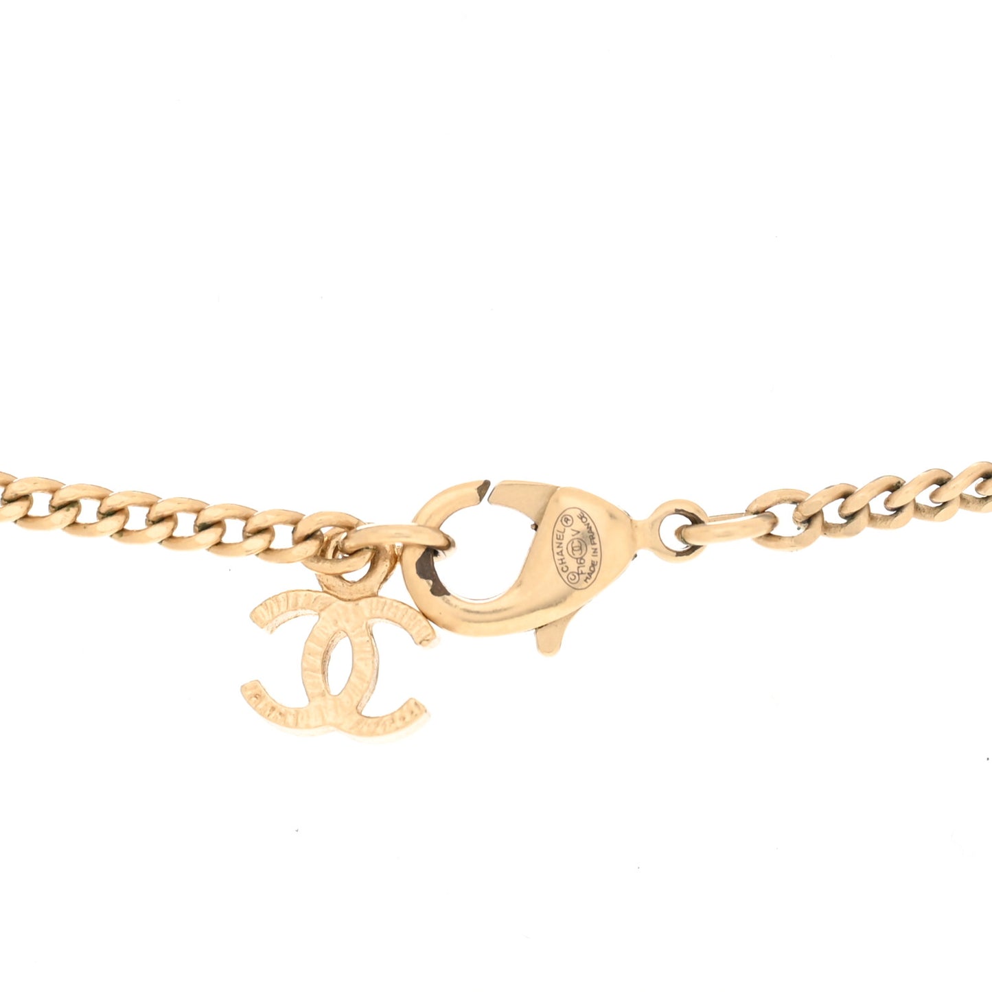 Baguette Crystal CC Necklace Gold