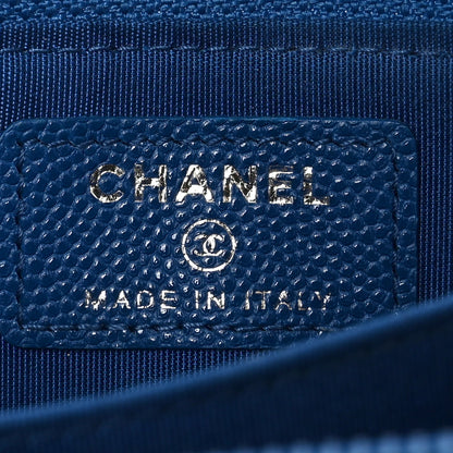 Chanel Caviar Quilted Boy Zip Around Coin Purse Wallet Blue 6 of 8