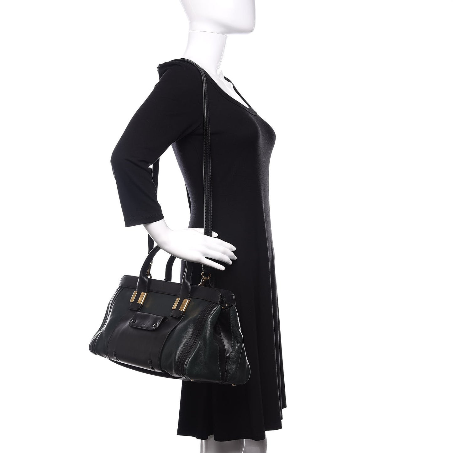 Calfskin Medium Alice Satchel Fir Green Black